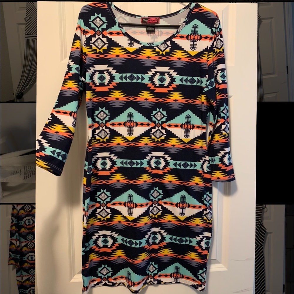 Aztec print midi dress